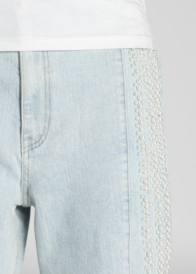 Aqua Blue Pearls Denim