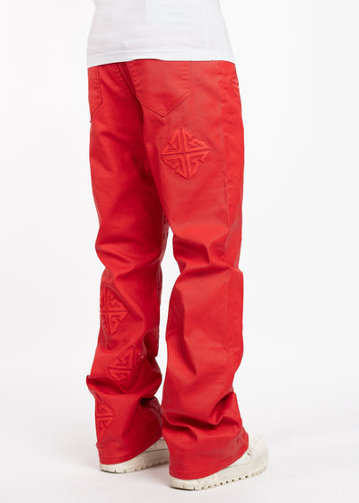 Crimson Red Icon Flared Denim