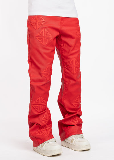 Crimson Red Icon Flared Denim