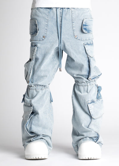 Aqua Blue Cargo Denim