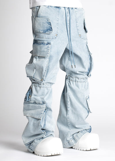 Aqua Blue Cargo Denim