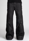 Obsidian Black Waxed Zipper Denim