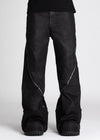 Obsidian Black Waxed Zipper Denim