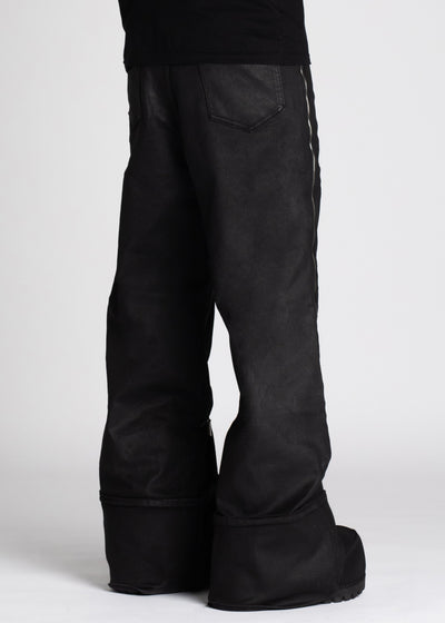 Obsidian Black Waxed Zipper Denim