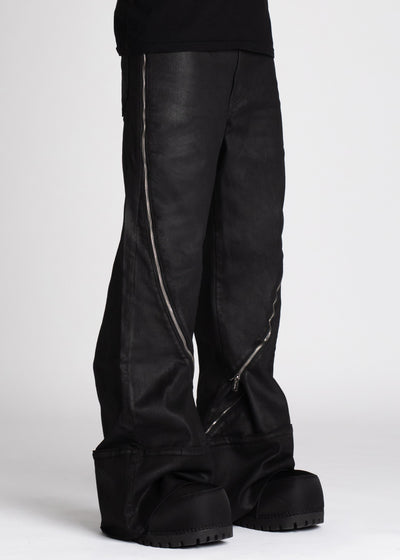 Obsidian Black Waxed Zipper Denim