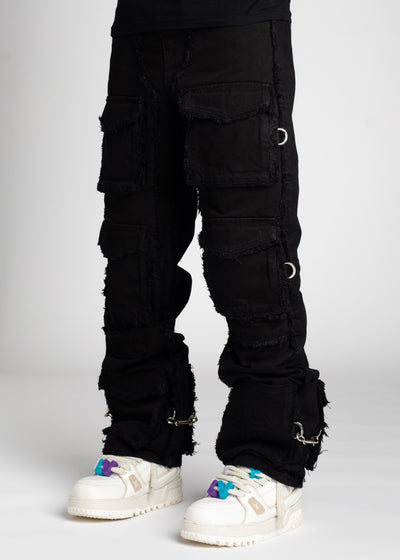 Obsidian Black Frayed Premium Denim