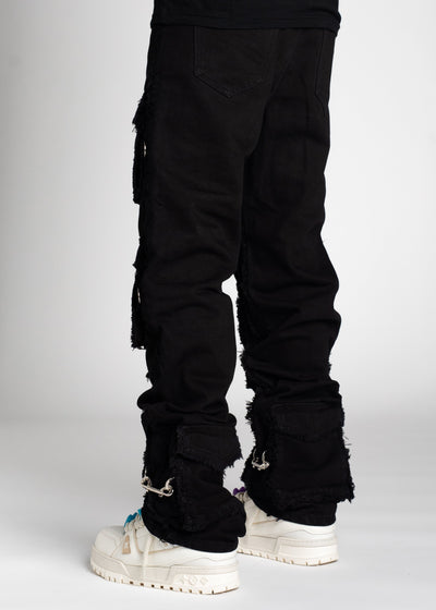 Obsidian Black Frayed Premium Denim