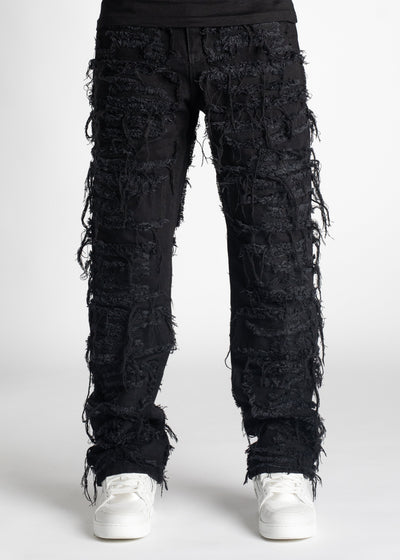 All Black Distressed Baggy Denim