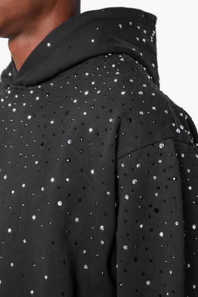 Obsidian Black Embellished Hoodie