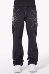 Iron Grey Embellished Flared Denim