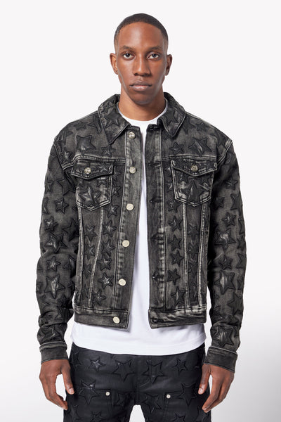 Obsidian Black Stars Denim Jacket