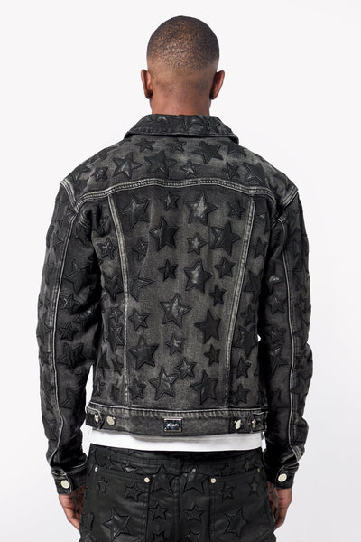 Obsidian Black Stars Denim Jacket