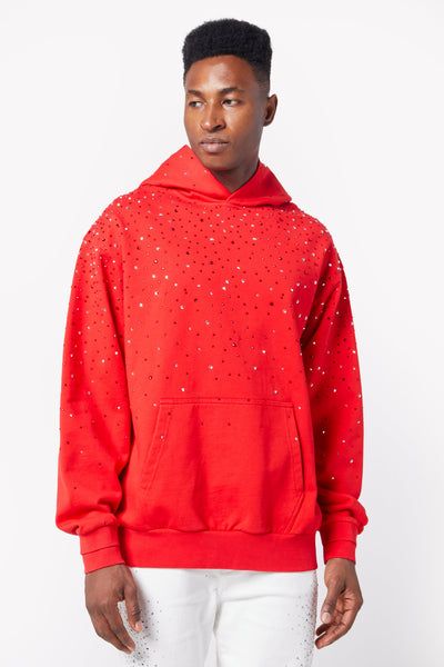 Blood Red Embellished Hoodie