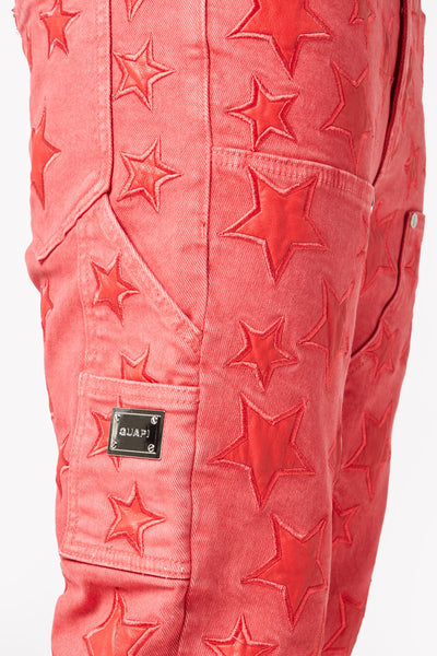 Raspberry Red Stars Denim