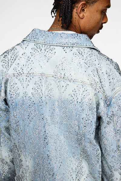 Aqua Blue Embellished Denim Jacket V2