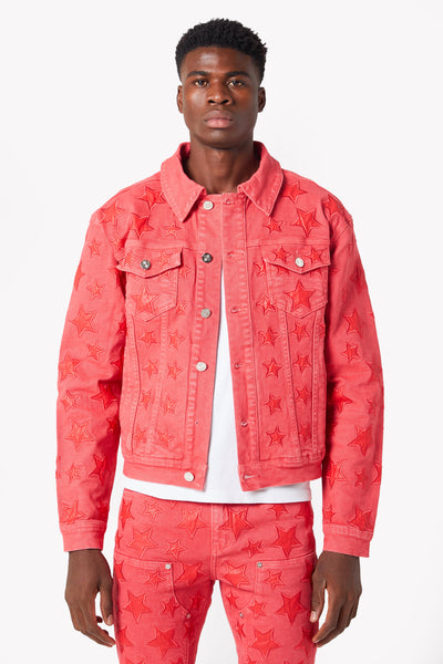 Raspberry Red Stars Denim Jacket