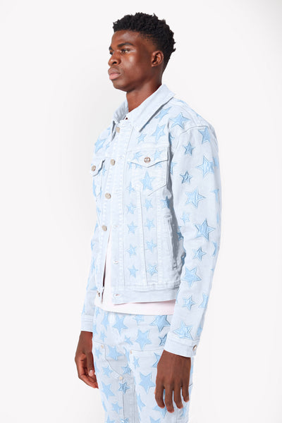 Aqua Blue Stars Denim Jacket