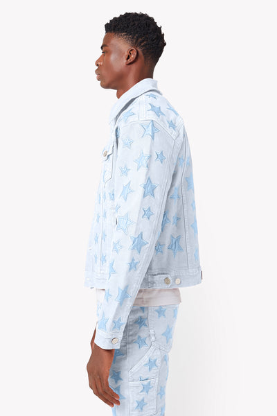 Aqua Blue Stars Denim Jacket