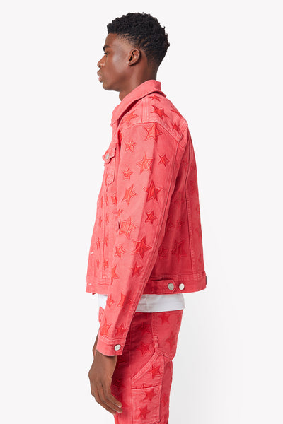 Raspberry Red Stars Denim Jacket