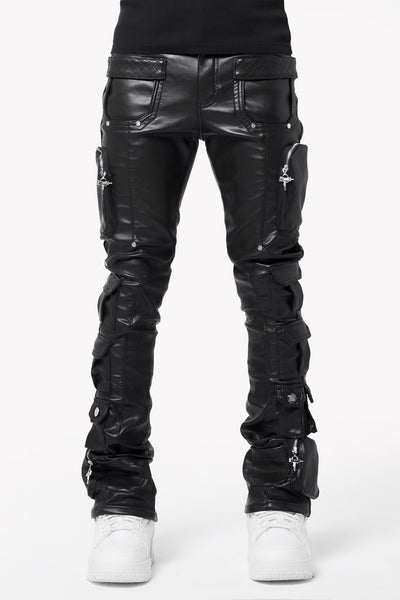 Obsidian Black Cargo Leather Pant