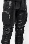 Obsidian Black Cargo Leather Pant