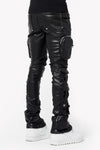 Obsidian Black Cargo Leather Pant